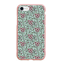Чехол iPhone 7/8 матовый Цветы сакуры и веточки - паттерн, цвет: 3D-светло-розовый
