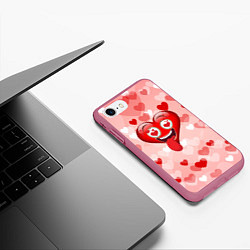 Чехол iPhone 7/8 матовый Безумное сердце, цвет: 3D-малиновый — фото 2
