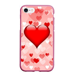 Чехол iPhone 7/8 матовый Огромное сердце, цвет: 3D-малиновый