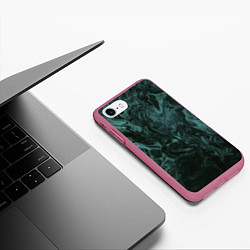Чехол iPhone 7/8 матовый Тёмно-синий водянистый туман, цвет: 3D-малиновый — фото 2