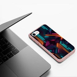 Чехол iPhone 7/8 матовый Хаос неоновых линий, цвет: 3D-светло-розовый — фото 2