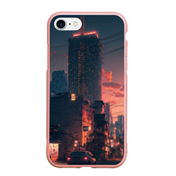Чехол iPhone 7/8 матовый Киото на закате, цвет: 3D-светло-розовый