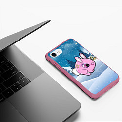 Чехол iPhone 7/8 матовый Розовая круглая зайка, цвет: 3D-малиновый — фото 2