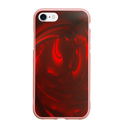Чехол iPhone 7/8 матовый Темно красные волны, цвет: 3D-светло-розовый