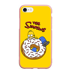 Чехол iPhone 7/8 матовый Гомер Симпсон ест пончик