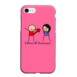 Чехол iPhone 7/8 матовый С Днем святого Валентина: человечки, цвет: 3D-малиновый