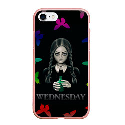 Чехол iPhone 7/8 матовый Wednesday - butterflies, цвет: 3D-светло-розовый