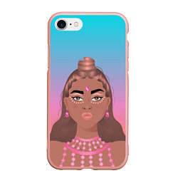 Чехол iPhone 7/8 матовый Девушка с фестиваля коачелла, цвет: 3D-светло-розовый