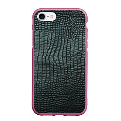 Чехол iPhone 7/8 матовый Кожа крокодила - fashion, цвет: 3D-малиновый