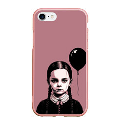 Чехол iPhone 7/8 матовый Мрачная Уэнздей Аддамс, цвет: 3D-светло-розовый