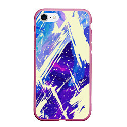 Чехол iPhone 7/8 матовый Синие и фиолетовые мазки краски, цвет: 3D-малиновый