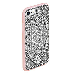 Чехол iPhone 7/8 матовый Черно-белый орнамент мандала, цвет: 3D-светло-розовый — фото 2