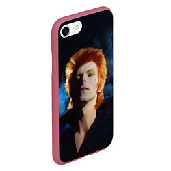 Чехол iPhone 7/8 матовый David Bowie - Jean Genie, цвет: 3D-малиновый — фото 2