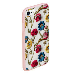 Чехол iPhone 7/8 матовый Эффект вышивка летний узор, цвет: 3D-светло-розовый — фото 2