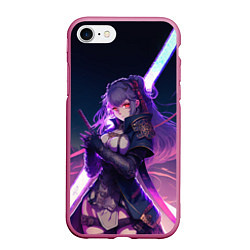 Чехол iPhone 7/8 матовый Cyber girl in purple light