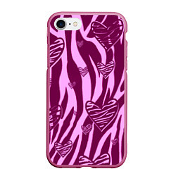 Чехол iPhone 7/8 матовый Полосатая любовь, цвет: 3D-малиновый