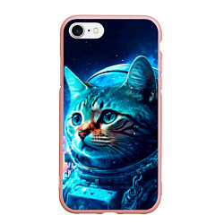 Чехол iPhone 7/8 матовый Кот космонавт и звезды