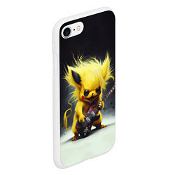 Чехол iPhone 7/8 матовый Rocker Pikachu, цвет: 3D-белый — фото 2