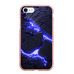 Чехол iPhone 7/8 матовый Красивая синяя неоновая лава