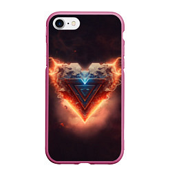 Чехол iPhone 7/8 матовый Каменное сердце в неоновом красном электрическом с