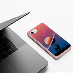 Чехол iPhone 7/8 матовый Сатурн на фоне падающих звезд и кометы, цвет: 3D-светло-розовый — фото 2