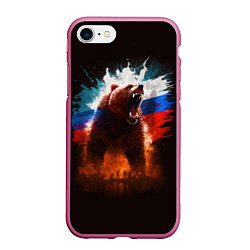 Чехол iPhone 7/8 матовый Ярость Медведя, цвет: 3D-малиновый
