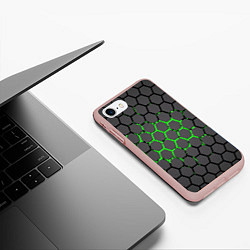 Чехол iPhone 7/8 матовый Абстрактыные соты, цвет: 3D-светло-розовый — фото 2