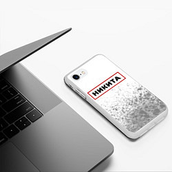 Чехол iPhone 7/8 матовый Никита - в красной рамке на светлом, цвет: 3D-белый — фото 2