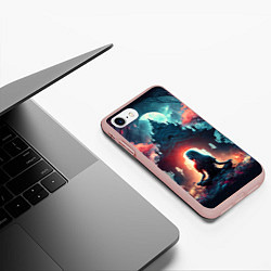 Чехол iPhone 7/8 матовый Медитирующая девушка, цвет: 3D-светло-розовый — фото 2