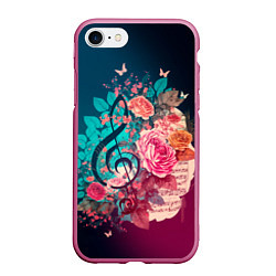 Чехол iPhone 7/8 матовый Цветы и музыкальная нота