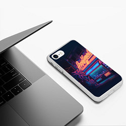 Чехол iPhone 7/8 матовый Неоновые вывески, цвет: 3D-белый — фото 2