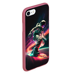 Чехол iPhone 7/8 матовый Cosmonaut space surfing, цвет: 3D-малиновый — фото 2