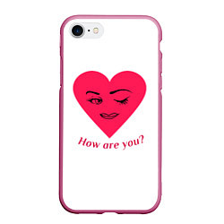 Чехол iPhone 7/8 матовый Красное сердце с улыбкой девушки и приветствием