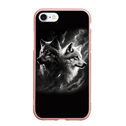 Чехол iPhone 7/8 матовый Волки - белый и черный