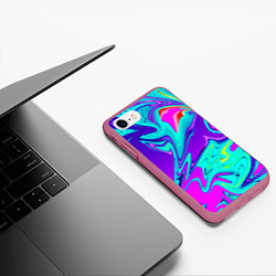 Чехол iPhone 7/8 матовый Неоновые краски разводы, цвет: 3D-малиновый — фото 2