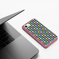 Чехол iPhone 7/8 матовый Геометрический узор в клетку разноцветный, цвет: 3D-малиновый — фото 2
