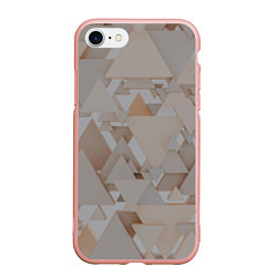 Чехол iPhone 7/8 матовый Геометрическое множество серых и бежевых треугольн