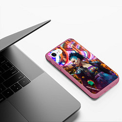 Чехол iPhone 7/8 матовый Cyberpunk 2077 - neural network, цвет: 3D-малиновый — фото 2