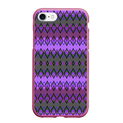 Чехол iPhone 7/8 матовый Серо-фиолетовый этнический геометрический узор