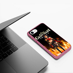 Чехол iPhone 7/8 матовый Дэхья - пламенная грива, цвет: 3D-малиновый — фото 2