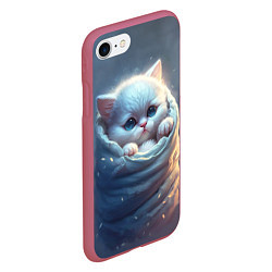 Чехол iPhone 7/8 матовый Котик в мешке, цвет: 3D-малиновый — фото 2