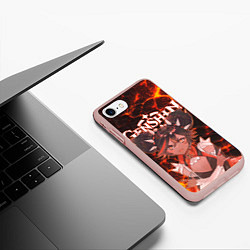Чехол iPhone 7/8 матовый Синь Янь на фоне раскаленной лавы, цвет: 3D-светло-розовый — фото 2