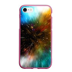 Чехол iPhone 7/8 матовый Бескрайний космос - неон, цвет: 3D-малиновый