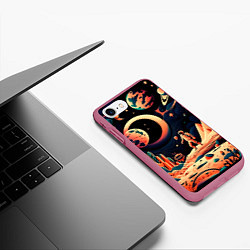 Чехол iPhone 7/8 матовый Покорение космоса, цвет: 3D-малиновый — фото 2