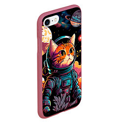 Чехол iPhone 7/8 матовый Милый котик из космоса, цвет: 3D-малиновый — фото 2