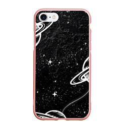 Чехол iPhone 7/8 матовый Черно-белый Сатурн