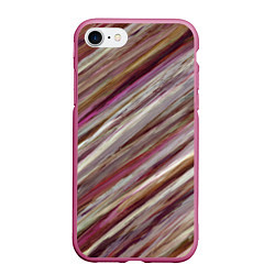 Чехол iPhone 7/8 матовый Полосы цвета с текстурой планеты, цвет: 3D-малиновый