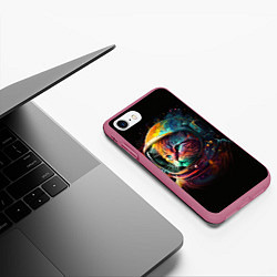 Чехол iPhone 7/8 матовый Кот в скафандре, цвет: 3D-малиновый — фото 2