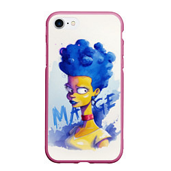 Чехол iPhone 7/8 матовый Акварельная Мардж Симпсон, цвет: 3D-малиновый