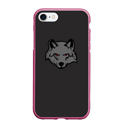 Чехол iPhone 7/8 матовый Злой серый волк с красными глазами, цвет: 3D-малиновый